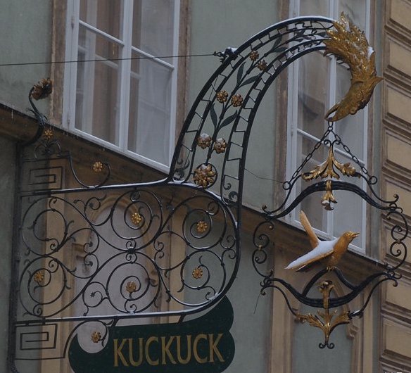 Closeup der Kuckuck Schild abstehend, Restaurant